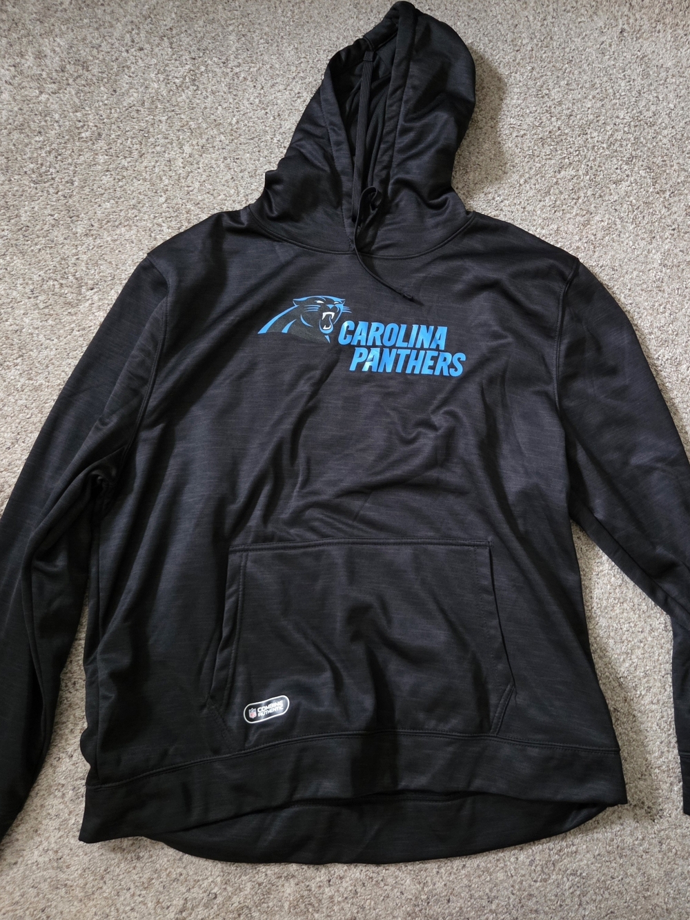 NFL Carolina Panthers Black Pullover Hoodie with Blue Logo